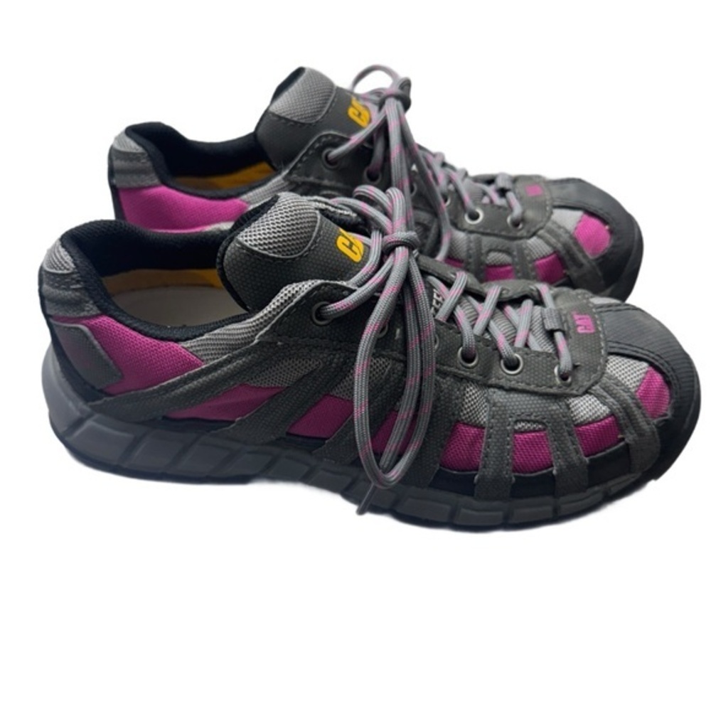 CAT Gray and Pink Steel Toe Shoes